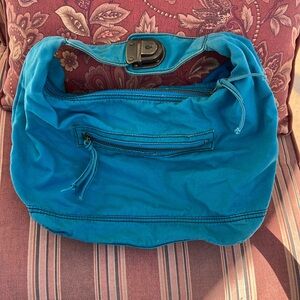 Blue Hobo Bag with cotton fabric Material and Slouchy Design